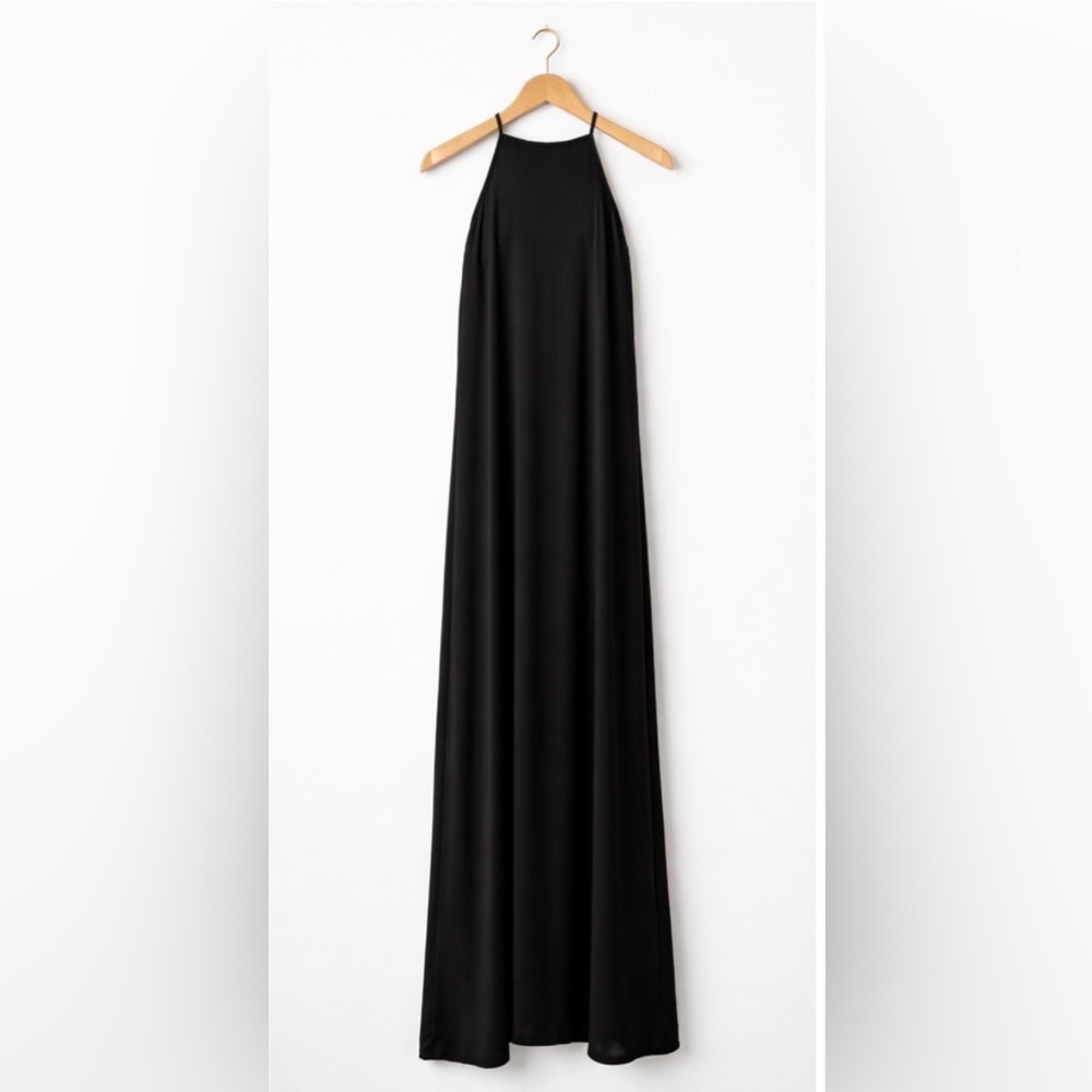 Banana Republic Black Halter Maxi Dress with Silver Hardware